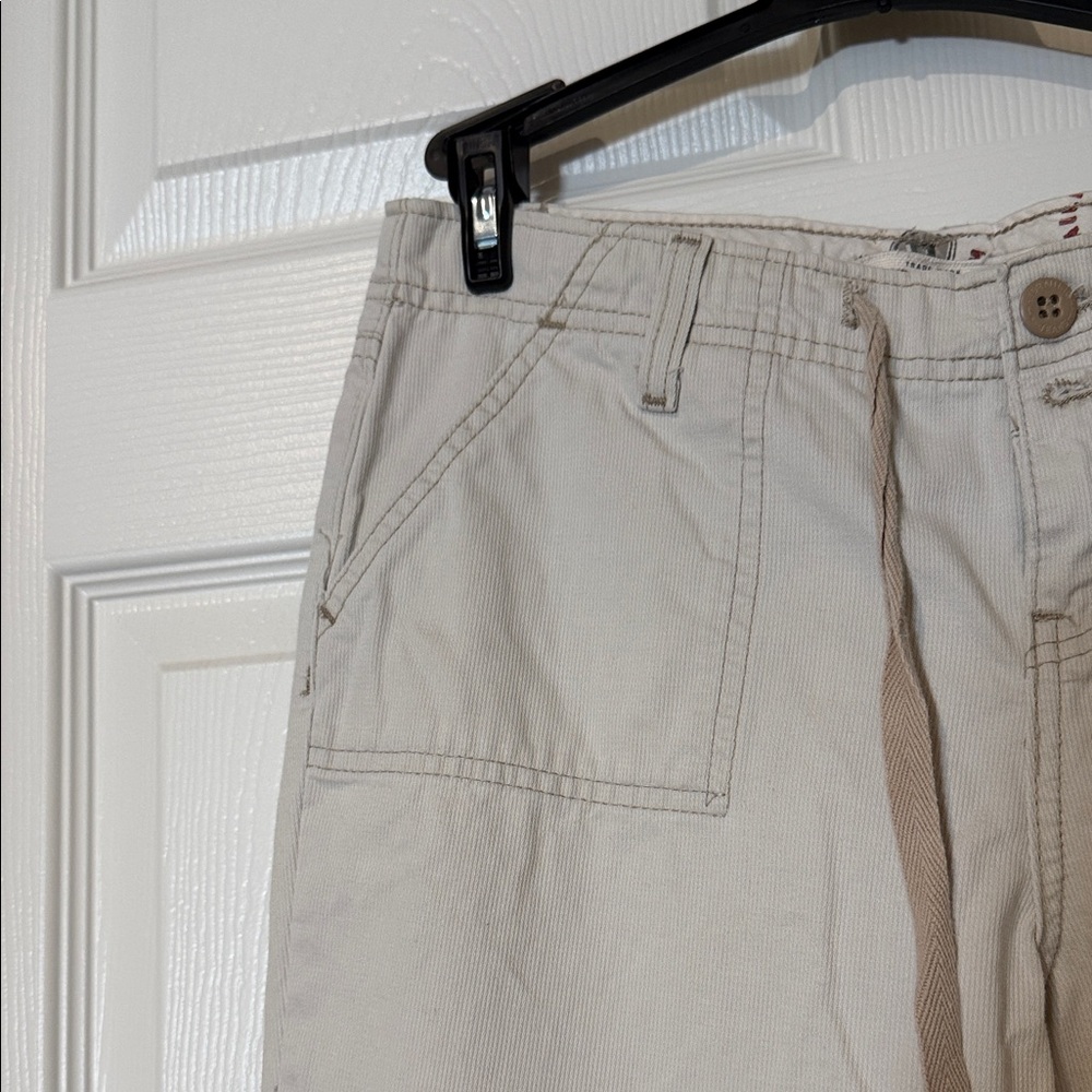 Hydraulic Cream Wide-Leg Drawstring Cargo Jeans - Picture 7 of 8